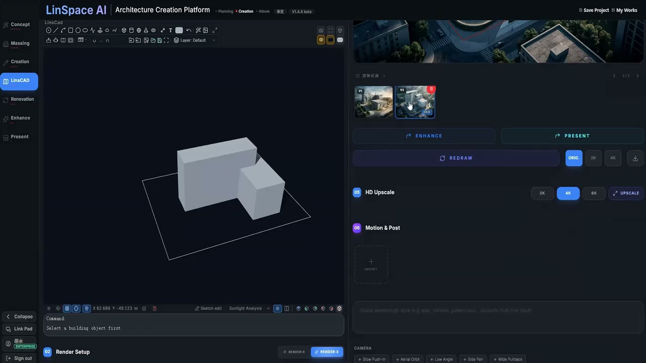 LinSpaceAI browser-based design workspace